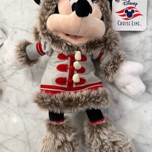 Minnie Mouse Alaska Plush Toy with Red and Gray Outfit